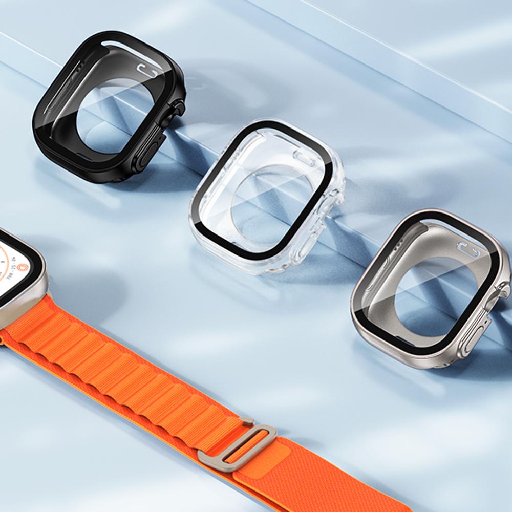 Улучшенный Ultra Чехол для Apple Watch 44мм 45мм 40мм 41мм Жесткий PC Бампер Закаленное Стекло iwatch Серии 9 8 7 6 5 4 SE Чехол
