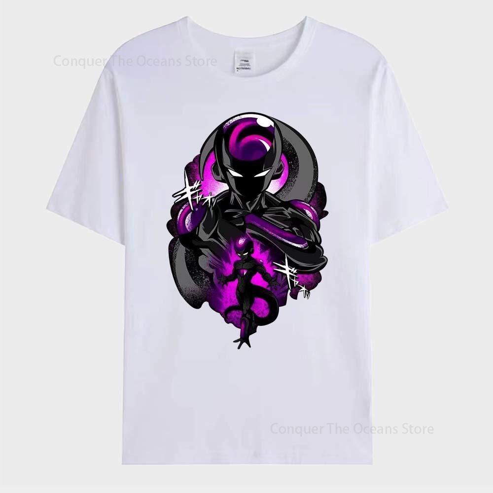 Japanese Anime Frieza Printed Men's T-Shirt Goku Short Sleeves CosplayT-Shirt Summer Casual Tees Streetwear O-neck Men's Tops