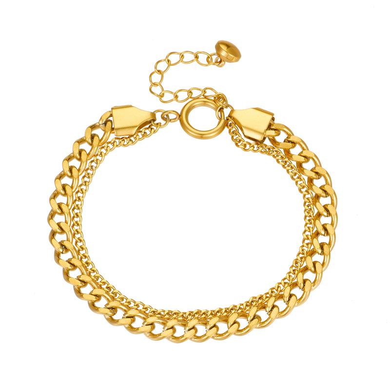 Двухслойный браслет-цепочка curb с позолотой, изящная регулируемая Miami Cuban Link для женщин, модные уличные украшения