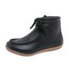 Women's Solid-color Flock Flat Boots Leisure Lace Up Soft Sole Shoes Boats Comfortable Lightweight Non Slip Ankle Boots