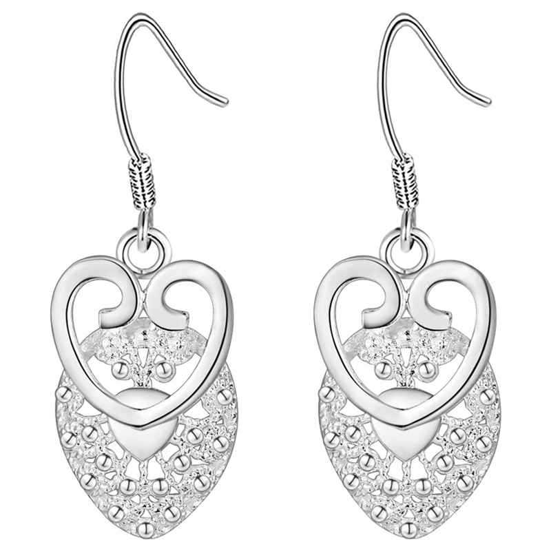 Popular Charms 925 Sterling Silver Pretty Heart Drop Earrings for Women Fashion Party Wedding Jewelry Christmas Gifts