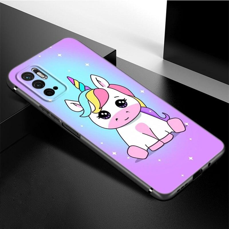 Милый чехол для телефона с мультяшным единорогом для Xiaomi Redmi Note 11 10 9 8 Pro 11T 5G 10T 10S 9S 9T 9i 9C 9A 8T Мягкий черный чехол из ТПУ Funda