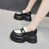 Platform Loafers Women'S Fashion Versatile Black Small Leather Shoes British Style Inner Height Increase Women'S Shoes