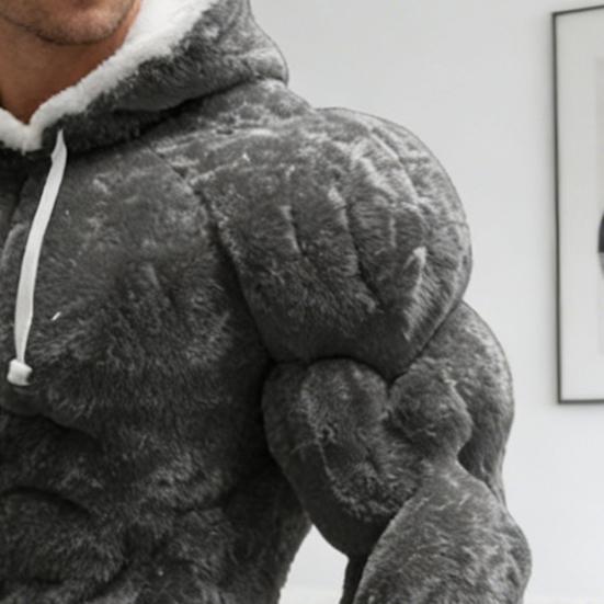 Мужская толстовка с мышцами Реалистичная 3D-печать Пуловер Свитшот Мускулистый Теплый Пушистый Толстовка с капюшоном для вечеринки Уличная одежда