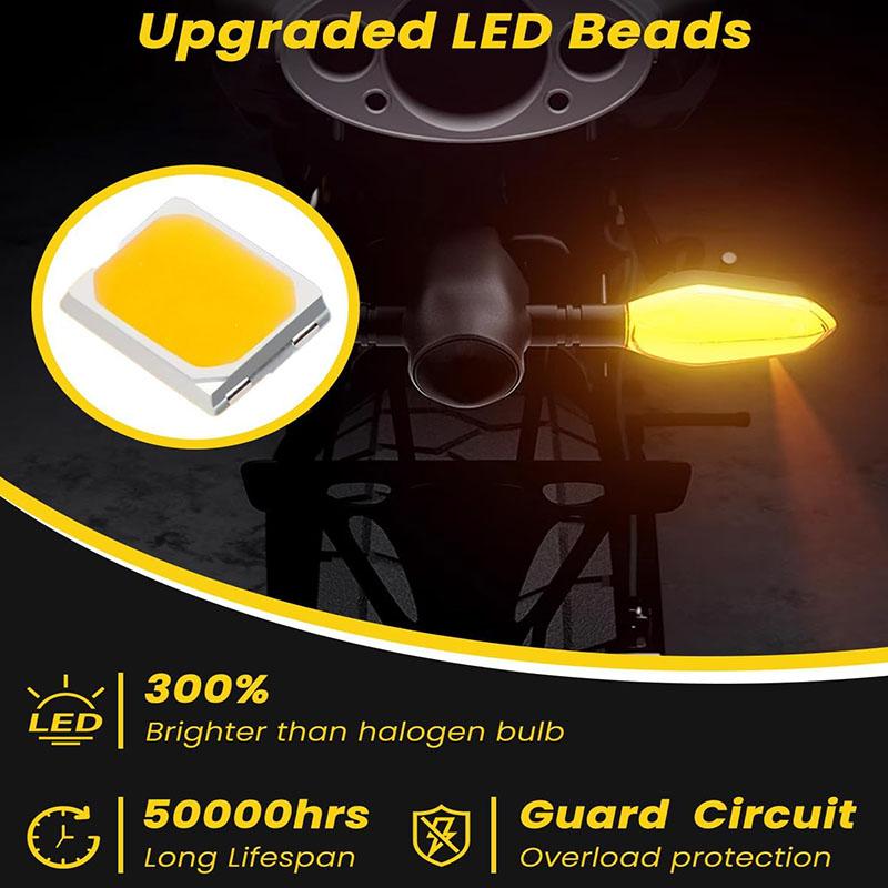 2Pcs Motorcycle Turn Signals LED Projector Turn Signal Lights with Arrow Projection Waterproof 27 ModesBlinkers Warn Light