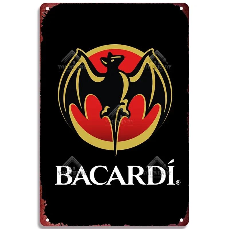 Ретро Bacardi Металлическая детская, Жестяная детская, Плакетка бренда рома, Винтажная тарелка, Настенное украшение, Постер, Бар, Мужская берлога, Шэбби