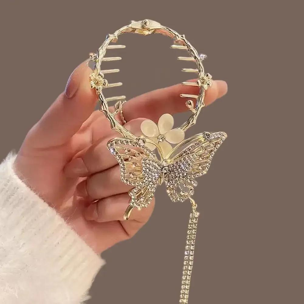 Винтажные шпильки для волос в форме буквы S с плюшевым шариком цвета сушеной розы для женщин, заколки для волос для пучка, модные заколки-крабы, заколки-бабочки, аксессуары для волос