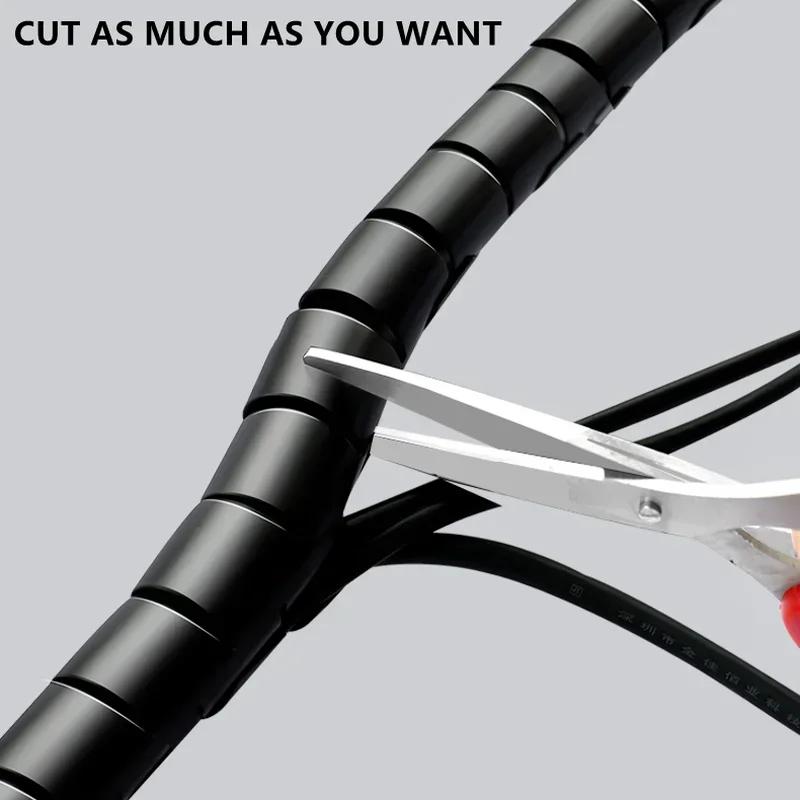 Гибкий спиральный кабельный протектор, длина 2 м, для кабелей 28/10/8 мм, идеально подходит для организации компьютеров и телевизоров