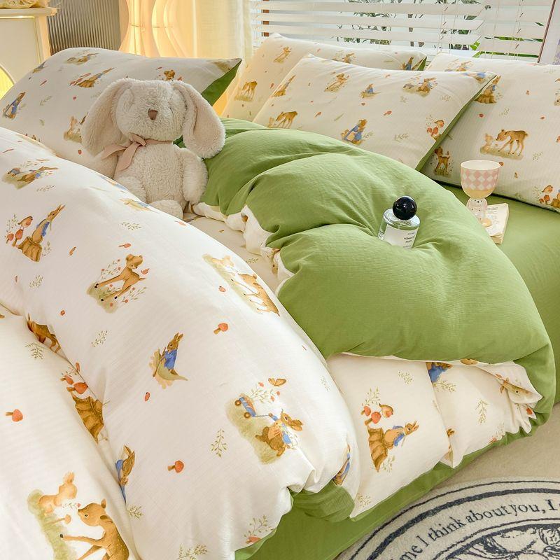 Супермягкий пододеяльник, четырехсекционная простыня для общежития, трехсекционная пряжа из мытого хлопка с двойным слоем