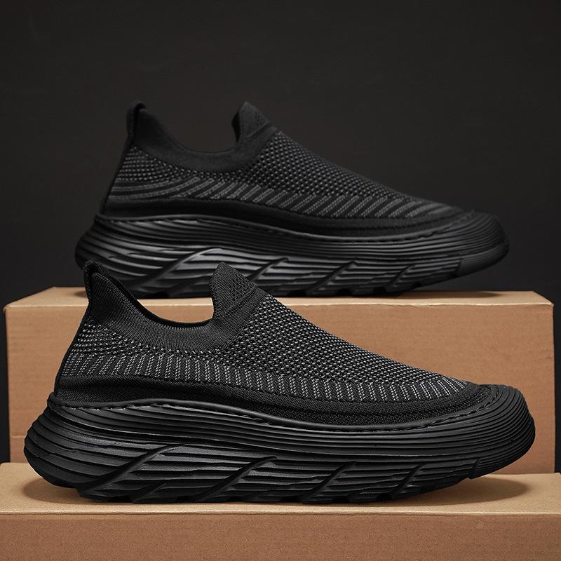 2024 весенняя мужская обувь повседневная обувь новая летающая тканая универсальная повседневная простая дышащая спортивная сетчатая обувь с одной педалью прилив
