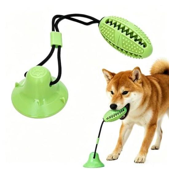 Dog toy model chew educational teeth cleaning toothbrush rope training food dispenser stress relief bad breath prevention small medium large (green)