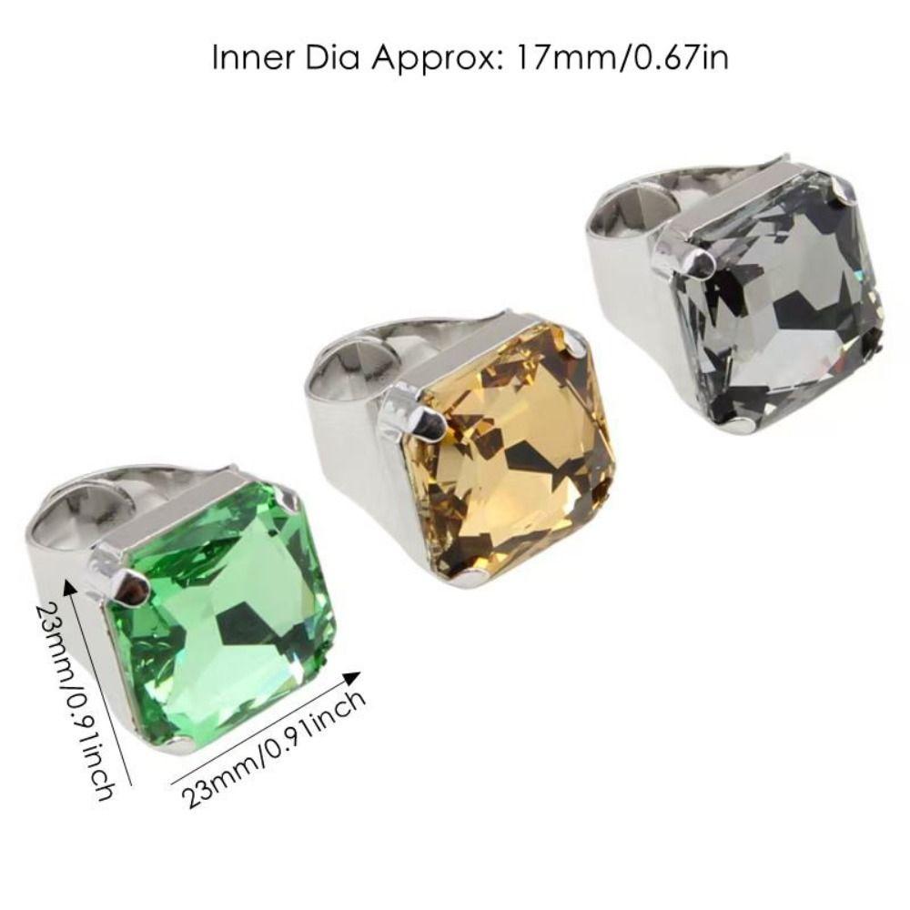 Rhinestone Crystal Square Rhinestone Ring Adjustable Size Large Crystal Ring Party Accessories
