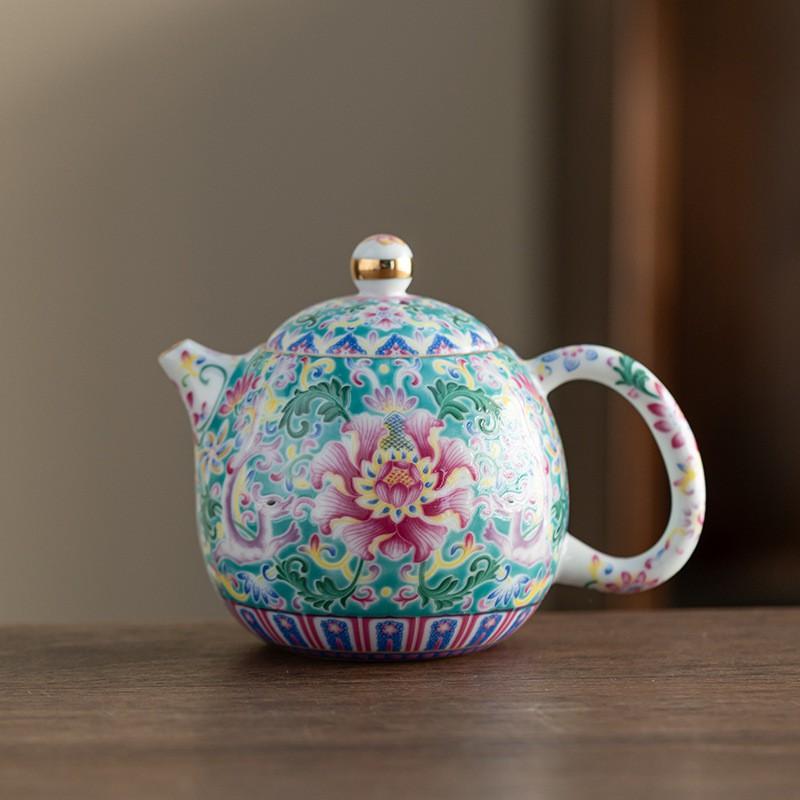 Elegant Cloisonn Ceramic Gaiwan Tea Bowl With Lid Strainer Traditional Chinese Three-Talent Teacup Home Use