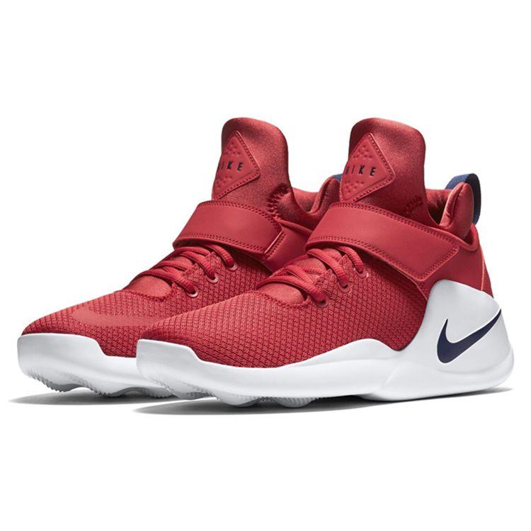 Nike Kwazi Тканевые Кроссовки на липучке Амортизирующие Нескользящие Прочные Легкие Средние Ретро Баскетбольные Кроссовки Мужские кроссовки Бело-красные 844839-602