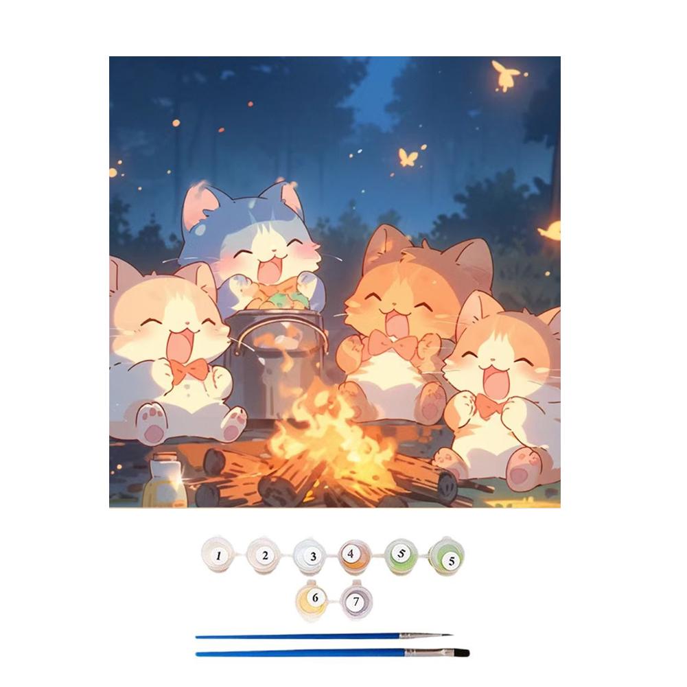 Простой набор для рисования по номерам «Кошка», Наборы для рисования по номерам на холсте для детей и начинающих, Наборы для цифровой масляной живописи для домашнего настенного декора