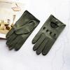 Летние мужские кожаные перчатки для вождения, однослойные, без подкладки, тонкие, модные, полые, перчатки для езды на мотоцикле, цвет «милитари-зеленый»