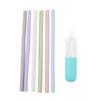 6PCS Openable Straws Silicone 9.8in Snap Washable Reusable Easy To Clean with Storage Box Bag Drinking Straws for Party