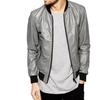 Классический стиль Серый мужской бомбер Куртка Натуральная кожа ягненка Байкер Ручная работа