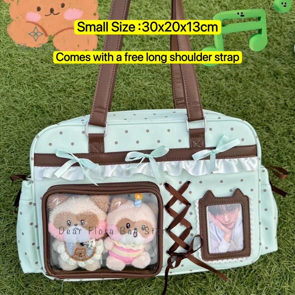 New Y2K Polka Dot Anime Ita Backpacks Large Capacity Crossbody Bag Cute Girls Transparent Shoulder Bag Otaku DIY Display Handbag