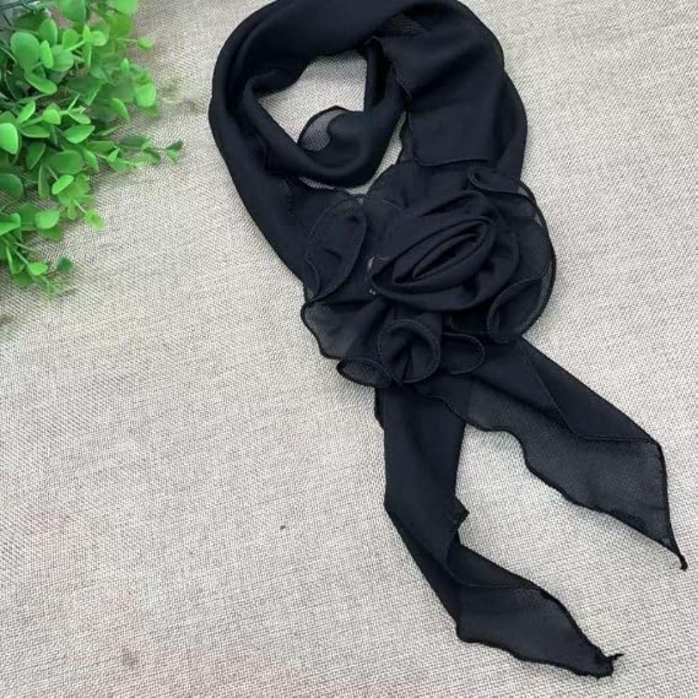 Chiffon Long Floral Scarf Elegant Women’s Neck Scarf Trendy Silk Rose Scarf Dating Occasion