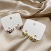 Korean Style Oil Floral Stud Earrings 925 Silver Needle Flower Design Drop Earrings  Daily