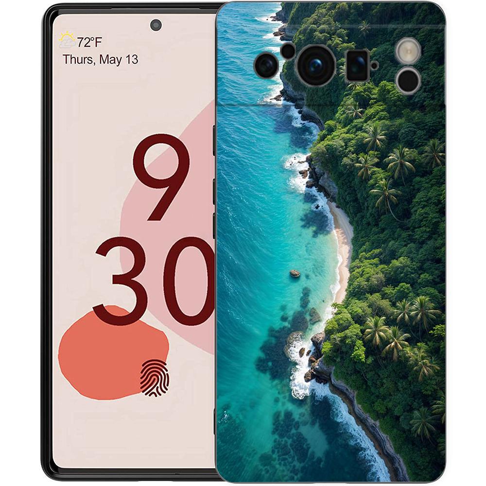 Летний пляжный пейзаж на закате на море Пальма Чехол для телефона для Google Pixel 9 8 7 6 Pro XL 8A 7A 6A ТПУ Оболочка Ударопрочный чехол
