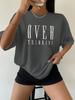 Over Thinking Letter Print Women Cotton Short Sleeve Breathable Vintage ONeck Tops Allmath Casual TShirts Female Tee Clothing
