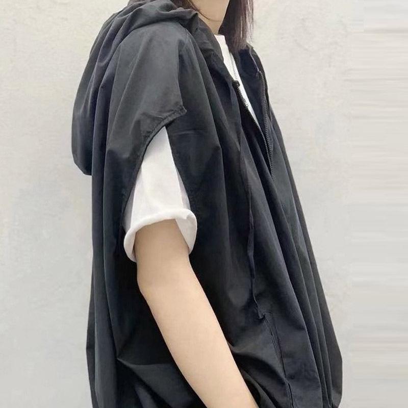 Весна и лето Ретро литературный повседневный жилет с капюшоном жилет женская свободная куртка без рукавов на молнии