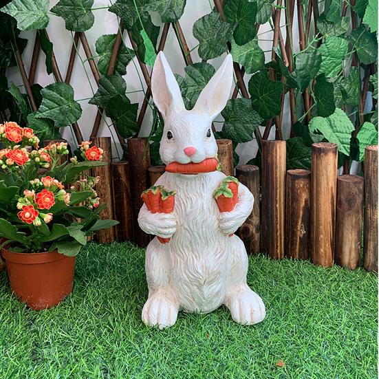 Resin Garden Figurine Cute Mushroom Goose Bunny Statue for Outdoor Garden Backyard Yard Porch Patio Lawn Decor