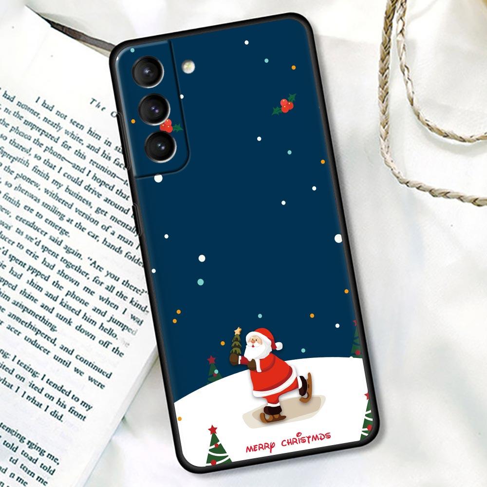 S24Ultra Для Samsung Galaxy S21 S20 FE S22 Ultra 10 S23 S24 Plus Чехол для телефона Funda Cover Подарок на Рождество Санта Клаус Снеговик