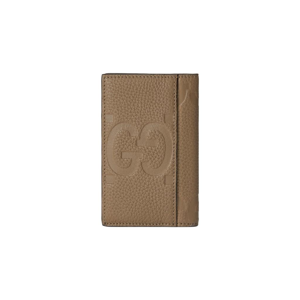 Gucci Кожаный держатель для карт с клапаном, тисненый логотипом Double G, мужские аксессуары, серо-коричневый 739478-AABY0-2801