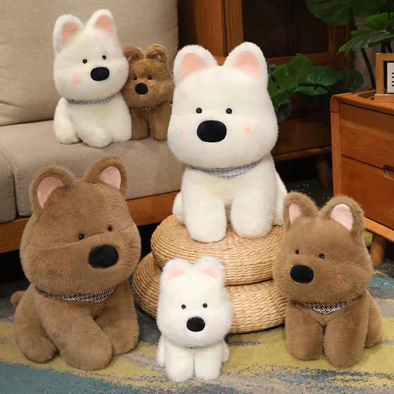 White West Highland Puppy Doll Short Plush Sleeping Pillow Dog Plush Toy Gift for Women and Children