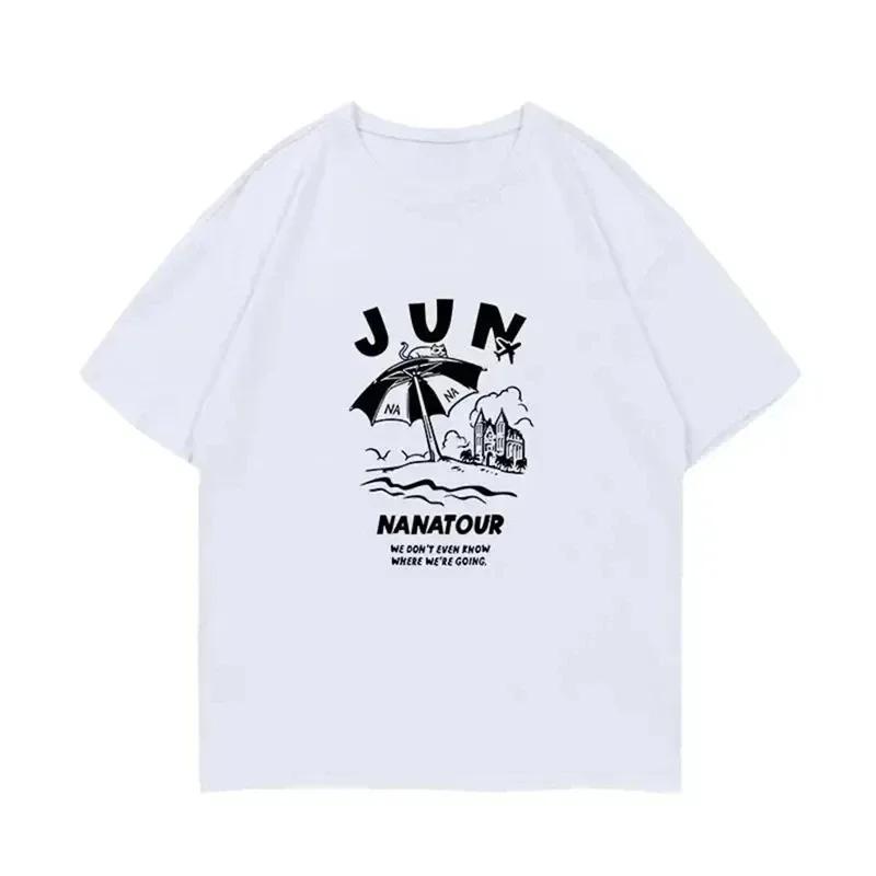 Летняя простая белая футболка с коротким рукавом с буквенным принтом Kpop Nanatour Femme S.Coups Jeonghan The8 Y2k, женский хлопковый топ большого размера