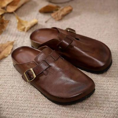 Тапочки женские мюли туфли на плоской подошве повседневная обувь на платформе женская трендовая обувь 2024 года для ходьбы уютные туфли с открытой пяткой осень новая мода ретро сапатос