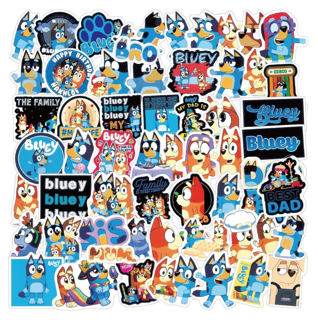Новые граффити-наклейки Bluey 55 шт. Водонепроницаемые мультяшные декоративные наклейки для телефона, скейтборда, багажа, бутылки с водой. Наборы наклеек оптом
