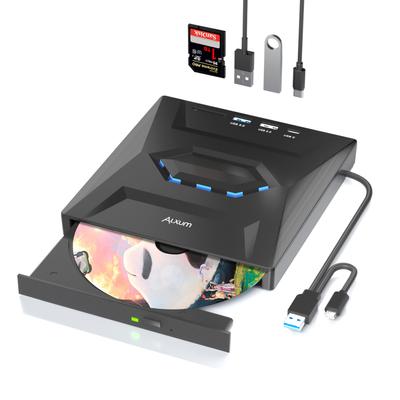 Alxum Ultra High Speed Внешний USB Портативный, оснащенный слотом для SD-карт USB DVD 8x Speed CD 24x Speed PC CD Drive Внешний совместимый с CD/DVD-приводом,