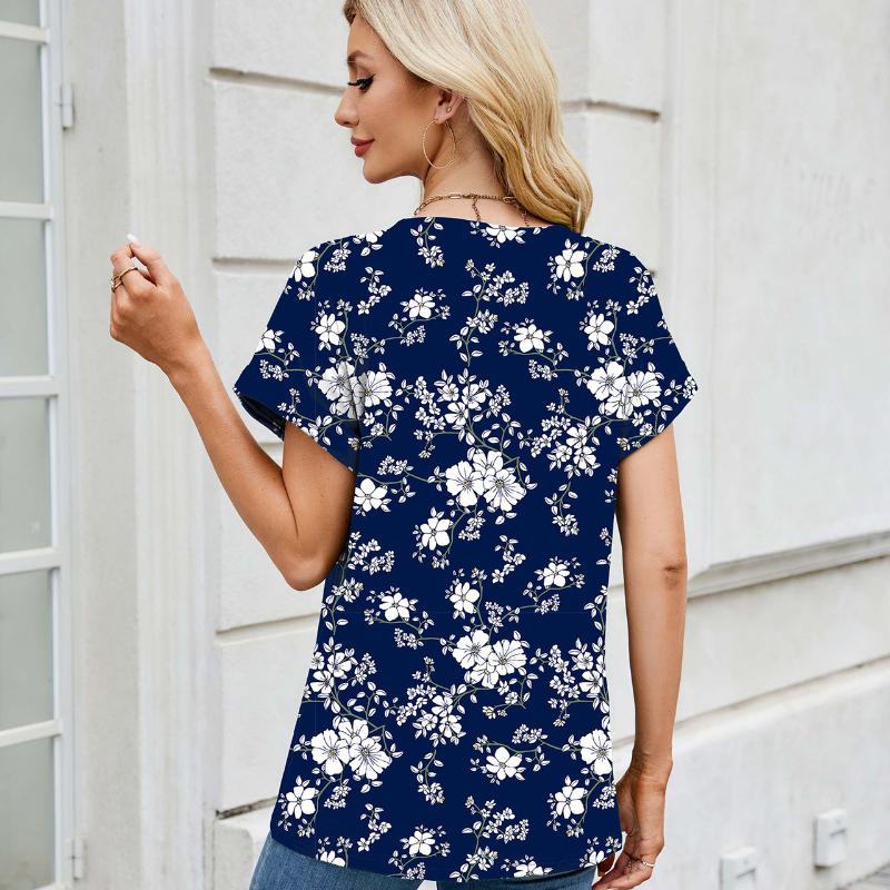 Весна и лето, новый свободный повседневный топ с круглым вырезом и короткими рукавами для женщин