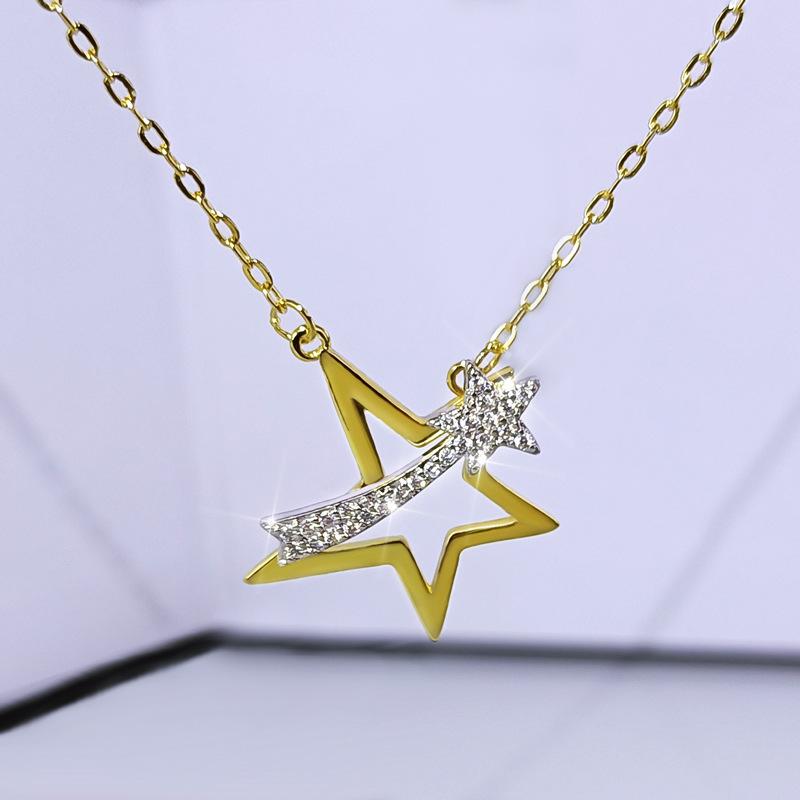 E Necklace Cute Necklace Pendant Necklace Collarbone Chain Star Ac Sea Eckl Pentagram White Copper No