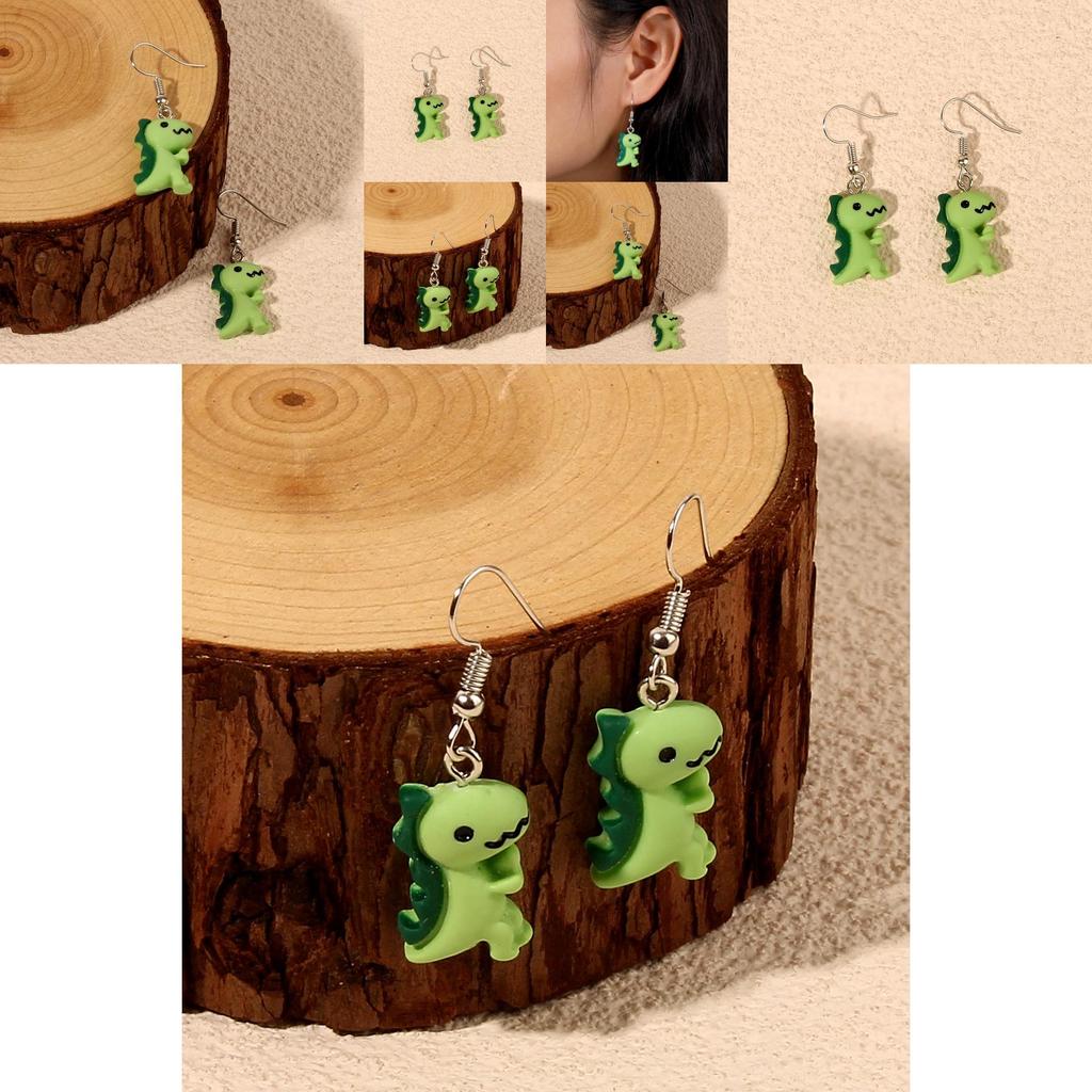 Cartoon Dinosaur Drop Earrings Made Of Soft Clay For Girls Fashion Jewelry Collection