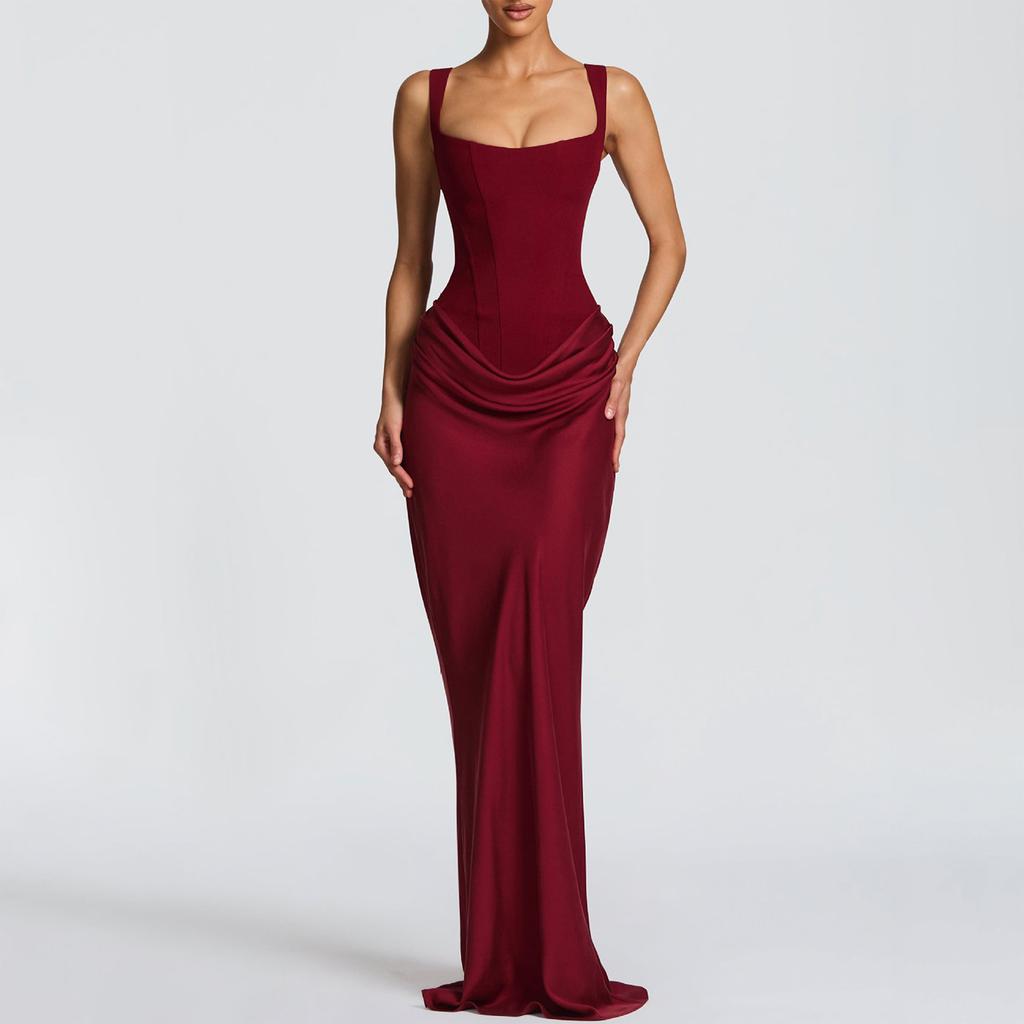 Женский Повседневный Приталенный Платье-Комбинация с Бретелями «Рыбья Кость», Обтягивающее Бедра, Длинная Юбка