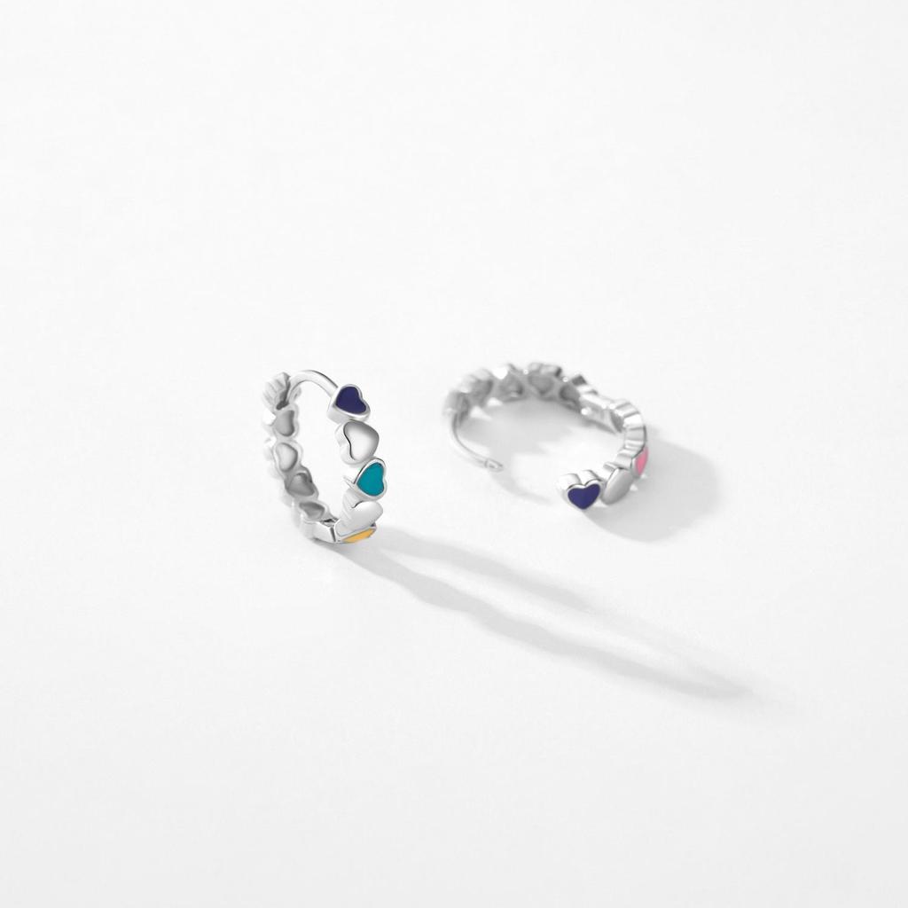 Modian настоящее серебро 925 пробы разноцветная эмаль серьги-кольца любовь сердечки пряжки для ушей для женщин оригинальный дизайн изящные ювелирные изделия