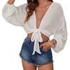 Fashion Women Swimwear Leisure Cover Up Women'S Tie Front Long Sleeve Swimsuit Kimono Cover Up Wrap Blouse Women Clothing