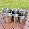 Camping Mug Stainless Steel Coffee Cup Tourist Tableware Picnic Utensils Outdoor Kitchen Equipment Cooking Set Cookware Hiking