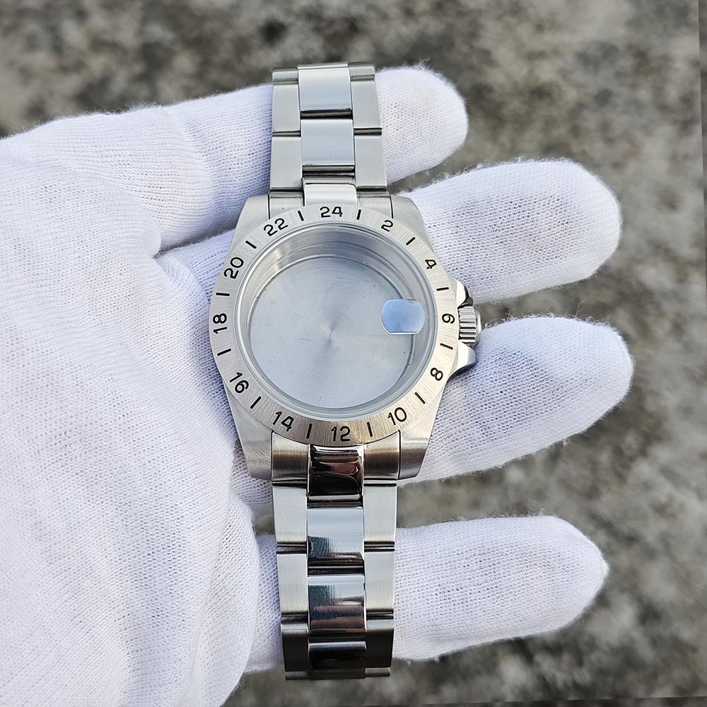 39 мм EXP 24-часовой GMT Безель Старый стиль Нержавеющая сталь Водонепроницаемый Сапфировое стекло Корпус Часы Браслет Комплект для механизма NH34 NH35 NH36