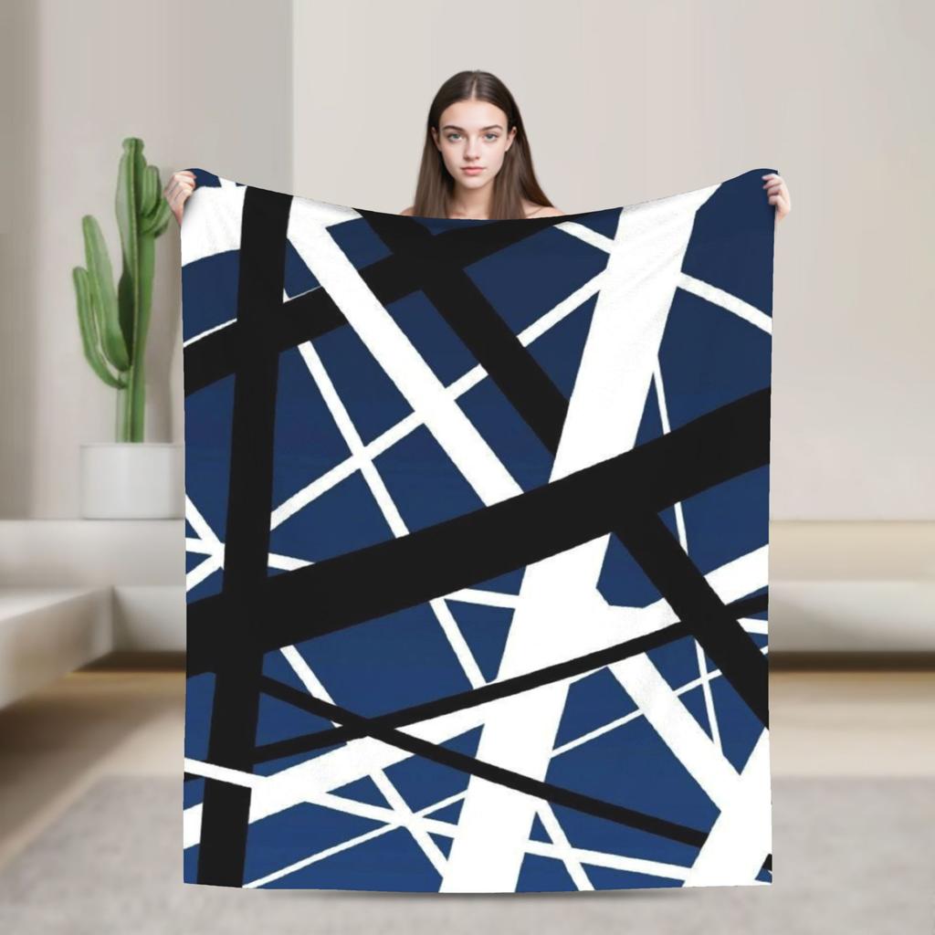 Warm Cozy Blankets Plane Travel Van Halen Blue Rock Stripes Throw Blanket Graphic  Bedspread For Sofa Home