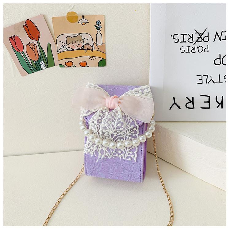 Small Bag Flower Autumn And Winter Small Fresh Crossbody Bag Lace Shoulder Bow