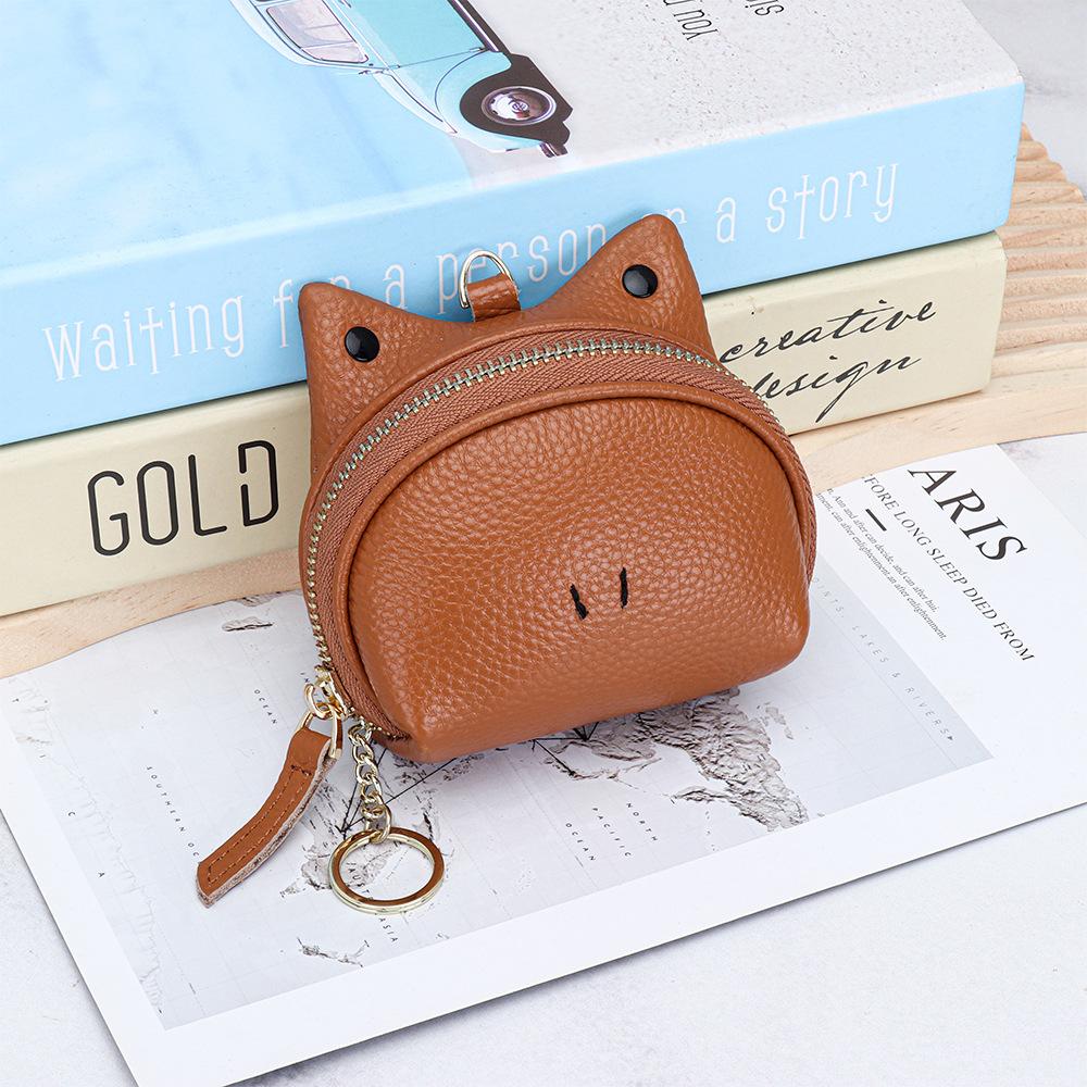 Кожаный кошелек-кошелек для монет Мини-кошелек Кошельки для мелочи с брелоком Женские на молнии Маленький держатель для монет Студенческие кошельки