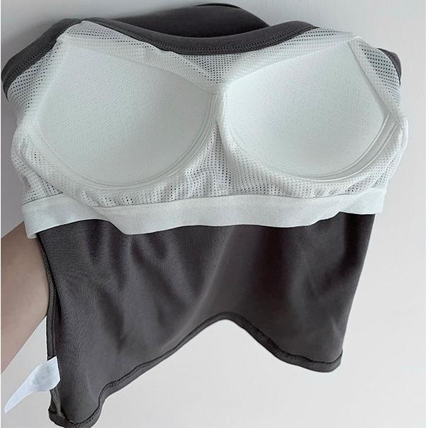 Женские топы Однотонные майки с большим вырезом и подушечками на груди внутри Топы без рукавов