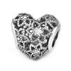 Authentic 925 Sterling Silver Charms Clear CZ Blooming Heart Charm Beads Fits Original Bracelet DIY Jewelry Making