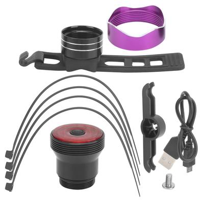 ZTTO Задний фонарь для горного велосипеда, Велосипедный задний предупреждающий фонарь, Перезаряжаемый от USB задний фонарь(Черный фиолетовый )